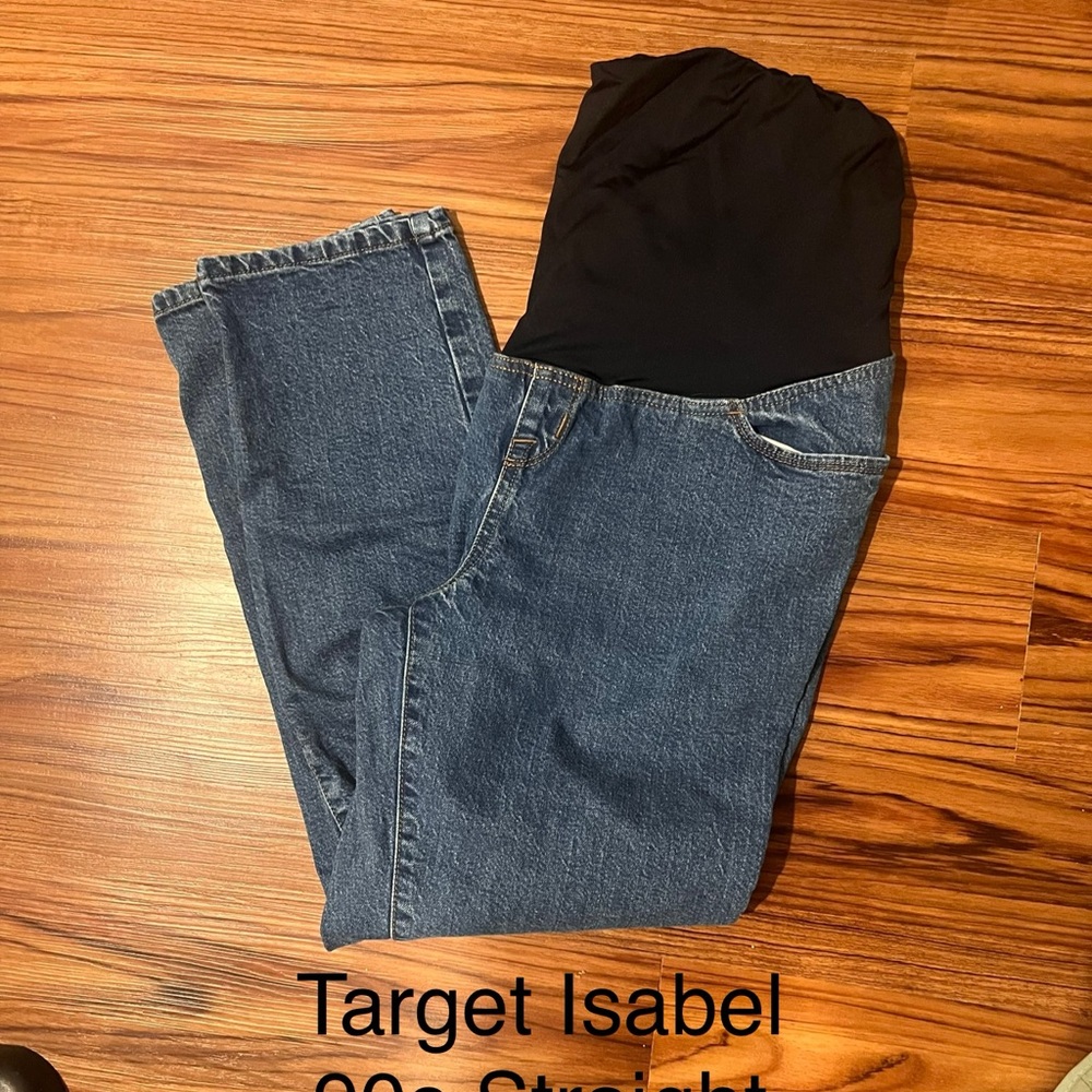 Isabel Maternity by Ingrid & Isabel Blue Straight Leg Jeans with Elastic Waist
